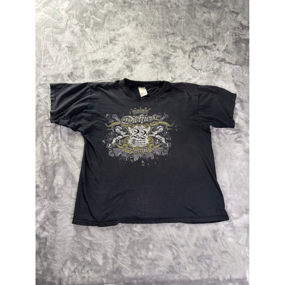 Dickies Brand T-Shirt Mens XL Black Crew Neck Short Sleeve sleeve Y2K Graphic